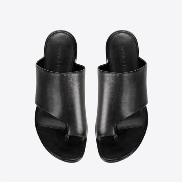 NWT VINCE Edris Toe Loop Slide Sandals In Black - Picture 3 of 5